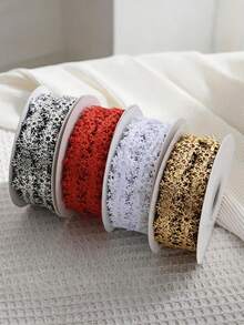 1 Roll Of Snowflake-Patterned Ribbon (Approx. 900 Cm Long; Suitable For Christmas Gift Wrapping, Floral Arrangements, And Crafting-Holiday Craft And Decorative Supplies). - Multi-color - View 4