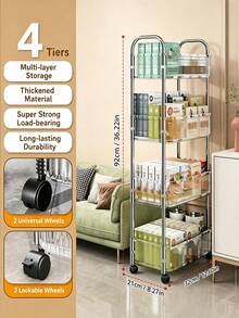 Acrylic Rolling Storage Rack, No Assembly Required, Portable, Rotatable, Movable Organizer; Suitable For Cosmetics, Kitchen, Bedroom, Bathroom, Living Room, Office, Multi-Functional Storage Solution - View 9