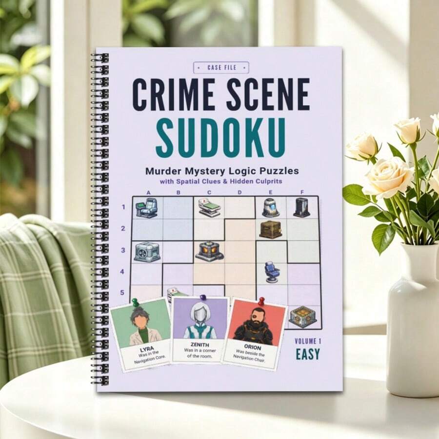 Ny Sudoku Detective pusselbok, detektivmysterier med logikpussel, kombinerar sudoku och detektivresonemang, inkluderar rumsliga ledtrådar och dolda målkaraktärer, utmärkt träning för logiskt tänkande, flera stilar tillgängliga (penna ingår ej) - Ett stycke - Visa 1
