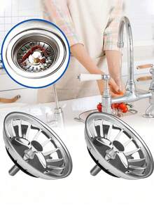 1pc Stainless Steel Kitchen Sink Drain Strainer, Bathroom Hair Catcher, Sink Filter, Drain Plug, Kitchen Tool - A - View 2