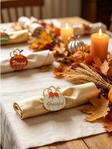 1pc/4pcs/6pcs/12pcs Thanksgiving Autumn Napkin Rings - Gold, Silver, Bronze Pumpkin Napkin Rings, Gold, Silver Maple Leaf Napkin Rings - Autumn Thanksgiving Halloween Dinner Table Decor - Multicolor - View 11