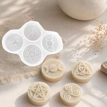 1pc Silicone Candle Mold, Symbol Silicone Mold, Suitable For Tea Candles, Wax Blocks, Plaster Decor And Epoxy Resin Casting DIY Mold, Used For Home Decor, Suitable For Various Holiday Decorations - 4-hole Symbol Mold - View 1