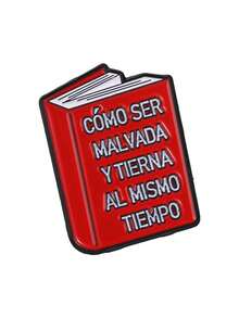 Book‑Shaped Spanish Quote Enamel Pin, Fun Meme Text Lapel Brooch For Backpack Jacket - Red - View 10