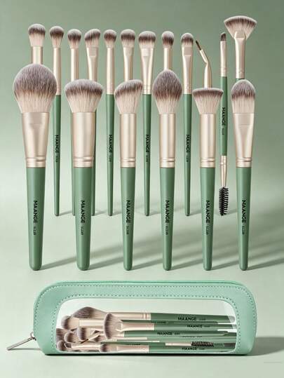 MAANGE 18/19pcs Professional Makeup Brush Set, Includes Makeup Brushes + Makeup Bag, Foundation Brush, Powder Brush, Blush Brush, Concealer Brush, Contour Brush, Contour Brush, Highlighter Brush, Eyeshadow Brush, Eyeliner Brush, Brow Brush, Detail Brush, Complete Makeup Accessories, Travel Convenient Makeup Tool Set, Suitable For Daily Makeup And Carrying Out, Gift Girls Like.