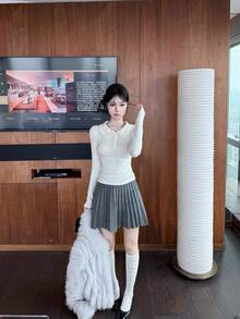 Women's Long Sleeve Base Layer Slimming T-Shirt Top For Autumn/Winter - White - View 5