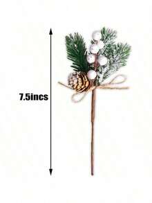 5/10pcs Artificial Berry Stem Floral Pine Cone Christmas Evergreen Branch Holly Stem Floral Picks, Suitable For Christmas Wreath Winter Holiday DIY Wreath Decoration - White - View 3