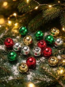 100pcs Christmas Metal Electroplated Round Beads, Red Green Gold Silver Loose Beads, 6/8/10mm Beads, For Christmas Tree Decoration DIY Bracelet Necklace Jewelry Making Craft Materials - 6/8/10mm Christmas Beads - View 19