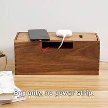 1 PC Wood Cable Management Box, Wooden Cord Hider & Organizer For Power Strip, Electrical Hiding, TV Wires, Desk & Floor Cables - Office Under Desk Cable Storage Box For Wire - View 5