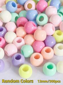 50pcs Acrylic Large Hole Round Solid Color Beads DIY Bracelet Necklace Phone Chain Pendant Tassel Dreamcatcher Jewelry Accessories - Multicolor - View 17