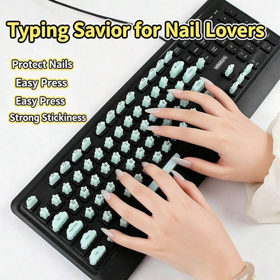 1 buah Stiker Keyboard/Tombol Khusus Kuku Panjang/Hadiah Praktis dengan Motif Langit Berbintang dari Silikon Universal untuk Seni Kuku - View 1