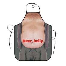 1PC Funny Beer Belly Print Apron - Realistic Abdomen Design, Durable Kitchen Apron, Suitable For Cooking, Brewing, Parties - Perfect Gift For Home Cooks And Beer Lovers - Easy To Clean Apparel, Holiday Kitchen Decor, Playful Kitchen Supplies, Sturdy And Affordable, Party Host Essential - Multicolor - View 5