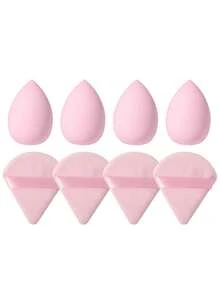 44Pcs/8pcs Pink Makeup Brush Set Makeup Brushes Cosmetic Sponges Triangle Powder Puffs Finger Puffs Brush Cleaner Bowl Cosmetic Storage Bag Complete Makeup Tool Kit For Beginners - Pink - View 10