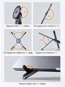 Multi-Scene Magnetic Foldable Phone Stand 8-Level Adjustable Laptop Holder Portable Travel Tablet Bracket Universal Desktop Live Shooting Selfie Stick Phone Support - Multicolor - View 6