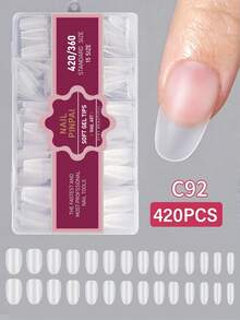 1pc/Box PINPAI 420pcs Hot-Selling Transparent Matte Square Almond Full Coverage Soft Gel Nail Tips, 12 Sizes, Nail Art Supplies, Press-On Nails - Clear - View 10