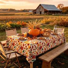 Tablecloth, 4PCS/1PC Autumn, Thanksgiving Plastic Rectangular Tablecloth, 108*54 Inch Disposable Autumn Maple Leaf Tablecloth Background, Harvest Pumpkin Tablecloth Suitable For Autumn Party Supplies - Multicolor - View 4