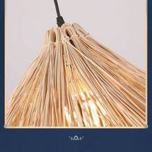 1pc Rustic Handmade Straw Hut Shaped Wicker Bamboo Lampshade, For E26 Bulb Pendant Light DIY Installation Or Decorative Lampshade Renovation - Size - View 2