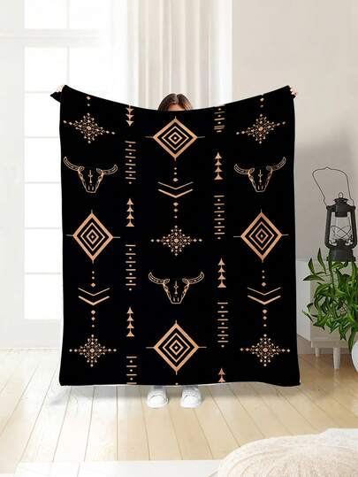 1pc Modern Style Soft & Comfortable Blanket, Minimalist Cool Design, Multi-Purpose Throw For Sofa, Bed And More, Outdoor Camping Leisure Blanket, Suitable For Home, Picnic, Travel, All-Season Comfort, 280gsm Polyester, Machine Washable
