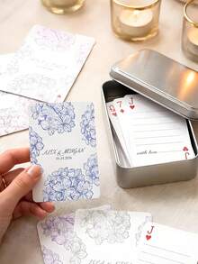Personalized Floral Custom Playing Cards Set (54 Cards) With Metal Gift Box, Custom Name & Date Keepsake, Wedding Guestbook Alternative And Reception Party Game, Fun Family Tabletop Entertainment, Ideal Anniversary Gift For Newlyweds, Friends And Family - Multicolor 1 - View 8