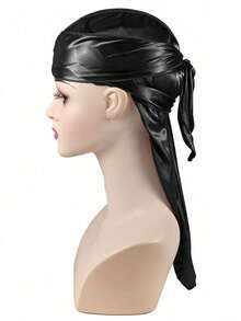 Silky Satin Durag For Men Women, Long Tail Tie Down Do Rag, 360 Waves Hair Wrap, Soft Head Scarf For Sleeping Hip Hop - A - View 10