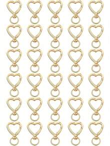 30/50/80/120pcs Heart-Shaped Swivel Lobster Clasp Keychains, Keyring Making Accessories Pendant, Jewelry Making Accessories DIY Handmade Keychains, Gold Color Carabiner Phone Charm Bag Charm Keyring Cute Zinc Alloy Spring Clasp Key Ring - Heart-shaped Keychain - View 20