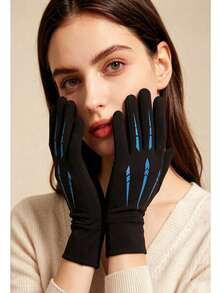 Waterproof Windproof Cycling Gloves - Outdoor Sports Warm Running Gloves (Blue) - Multicolor - View 8
