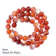 1 Strand Red Ice Flower Fire Agate Natural Stone Beads 6/8/10mm Colorful Agate Round Beads DIY Necklace Bracelet Jewelry Making Stone Beads - Red - View 9