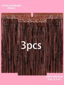 3 Pcs Brown Sequin Fringe Curtain, Foil Backdrop For Western Birthday, Cowgirl Theme Party, Bachelorette Party, Country Wedding, Photo Booth Decor Strips, Farmhouse Decor, Wild West Theme, 70s Retro Party, Men's Birthday Fall Harvest Decorations - Brown - View 5