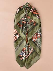1pc Paisley Pattern Bohemian Polyester (Polyester) 90cm Satin Square Scarf, All Season Wear, Hair Band, Bag Decoration And Belt, Multi-Functional Fashion Accessory - Multicolor - View 11