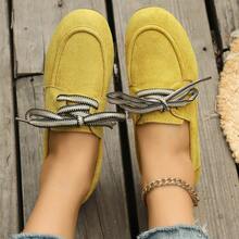 New Lace-Up Soft Sole Casual Spring/Autumn Suede Flat Shoes - Yellow - View 14