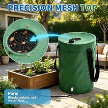 20‑30L Foldable Rainwater Collection Tank Portable Outdoor Water Storage Container With Hose & Faucet Accessories For Yard Plant Irrigation - Green - View 5