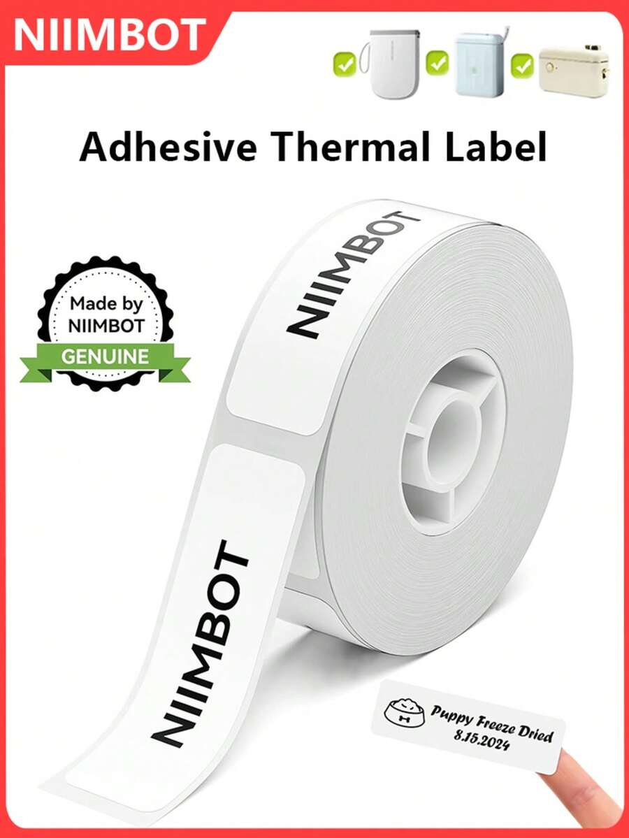 Niimbot 1 Roll Thermal Label Waterproof Sticker Self-Adhesive White Paper D110/D11/H1s Mini Thermal Printer Label Barcode Printing