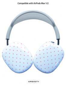 GIIPPA Glossy Hard Ear Cup Protective Cover, Blue Polka Dot Pattern, Unisex Anti-Scratch Shell, Compatible With AirPods Max 1/2 Oval Over-Ear Headphones For Daily Commute, Campus, Cafe, Travel, Picnic And Other Occasions, Matching Accessories - Pink - View 1