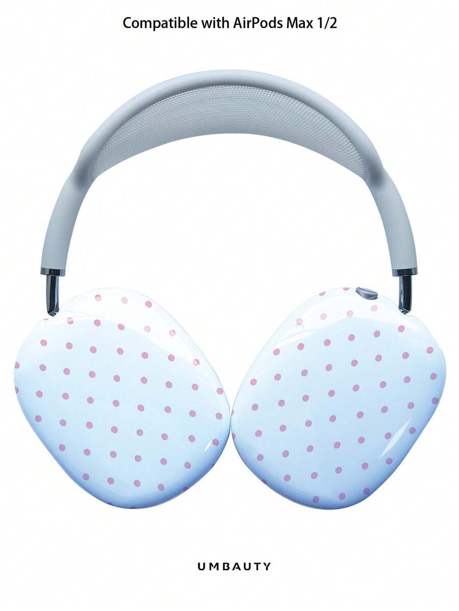 GIIPPA Glossy Hard Ear Cup Protective Cover, Blue Polka Dot Pattern, Unisex Anti-Scratch Shell, Compatible With AirPods Max 1/2 Oval Over-Ear Headphones For Daily Commute, Campus, Cafe, Travel, Picnic And Other Occasions, Matching Accessories - Pink - View 1