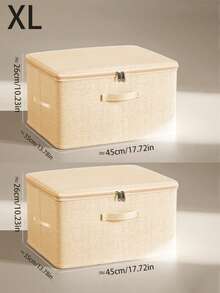 Foldable Linen Storage Box With Zipper Lid, Washable Dust-Proof Clothing Storage Bin With Handle, Collapsible Wardrobe Organizer, Suitable For Underwear, Clothing, Bedding And Miscellaneous Items - Beige - View 14