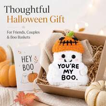 1pc Emotional Encouragement Gift Pumpkin Hat Ghost Handmade Crochet Production, Friend Gift Halloween Gift Desktop Decoration Encouragement Label Suitable For Gift Giving, Shelf Display Or Bedside Furniture, Suitable For Daily Indoor Decoration. - Multicolor - View 7