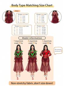 Women's Burgundy Round Neck Mesh Long Sleeve Midi Dress, Evening & Party Outfit - Burgundy - View 4