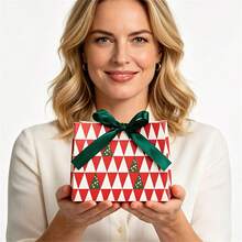 34/68/106pcs Christmas Paper Gift Boxes With Luxury Satin Ribbon Bow, Assorted Xmas Holiday Designs Joy Ho Ho Letter Mini Christmas Tree Bauble Print, Small Festive Holiday Present Boxes For Xmas Gift Giving Party Favor , Includes Christmas Stickers - Multicolor - View 2