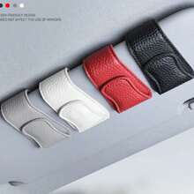 Car Sun Visor Glasses Holder - Magnetic Buckle Leather Material, One-Hand Operation, Non-Destructive Installation, Suitable For All Car Models, Car Interior Glasses Holder And Card Holder - Eyeglasses Clip - View 2