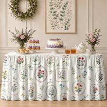 Vintage Botanical Tablecloth, Framed Wildflower And Specimen Plant Print Polyester Tablecloth, Suitable For Tea Parties, Rustic Weddings, Spring Garden Parties, Family Brunches And Elegant Home Decor - A - View 5