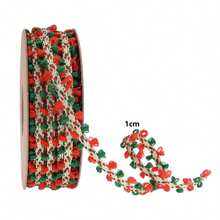 Christmas Red & Green Ear-Shaped Pom Pom Trim Ribbon, Holiday Gift Packaging Lace Ribbon, DIY Bow Christmas Tree Decoration Accessory, Holiday Gift Box Packaging Decorative Lace - Multicolor - View 6