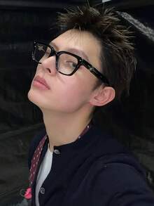 1對男士時尚休閒個性化星星裝飾黑色鏡框透明鏡片眼鏡 - 彩色 - 查看 5