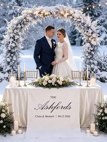1pc Personalized Wedding Table Runner, Customizable Text, Suitable For Fashionable Wedding Reception And Special Occasions - Multicolor - View 4
