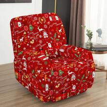 4pcs Christmas Pattern Lounge Chair Sofa Cover Slouchy Chair Slipcover Non-Slip Recliner With Storage Pocket Furniture Protector For Living Room - Multicolor - View 16