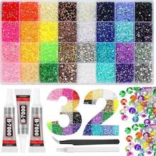 32,000顆/40色平底水鑽套組，多色手工寶石DIY套件，附取鑽筆與鑷子，適用於服飾、鞋子、閃亮飾品，彩色混色盤 - 彩色 - 查看 11