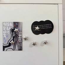 5/10 Pcs Silver Star Refrigerator Magnets, Acoustic Panel Magnetic Stickers, Kitchen Fridge Decor, Refrigerator Door Decoration, Photo Holder, Holiday Gift - Multicolor - View 4