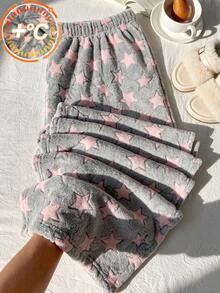 Autumn/Winter Girls' Fashion Warm Star Pattern Double-Sided Velvet Pants, Suitable For Home Leisure Wear, Girls' Pajama Pants - Grey - View 4