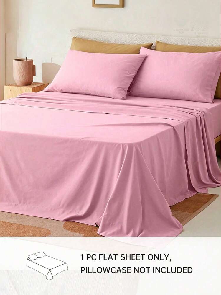 HONEYMOON 1pc Ultra Soft Solid Color Bed Sheet, Lightweight As A Cloud, Soft And Breathable, Suitable For All Bed Sizes-Twin, Full, Queen, King. Machine Washable, Essential For Home And Student Dorms, Back To School Must-Have - Hot Pink - View 2
