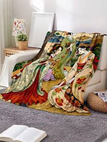 1pc Modern Minimalist Soft Comfortable Blanket, Animal Floral Pattern, Multi-Purpose Throw For Sofa, Bed And More, Outdoor Camping Leisure Blanket, Suitable For Home, Picnic, Travel, All Seasons Comfort, Gift Blanket For Family And Friends - Multicolor - View 2