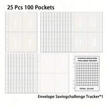 1 Set A5 Binder Savings Set - 100 Numbered Pockets & Money Challenge Tracker, Perfect For Financial Planning & Gifts - A5 - View 1