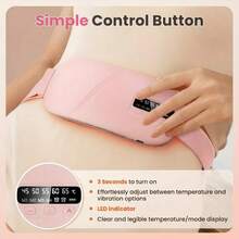 SOKANY Warm Uterus & Waist Heating Pad, 5 Temperature Levels + 4 Vibration Modes, 2-In-1 Heat & Massage, Auto Shut-Off, Type-C Charging (1800mAh Lithium Battery), Suitable For Home/Office/Sleep - Pink - View 5